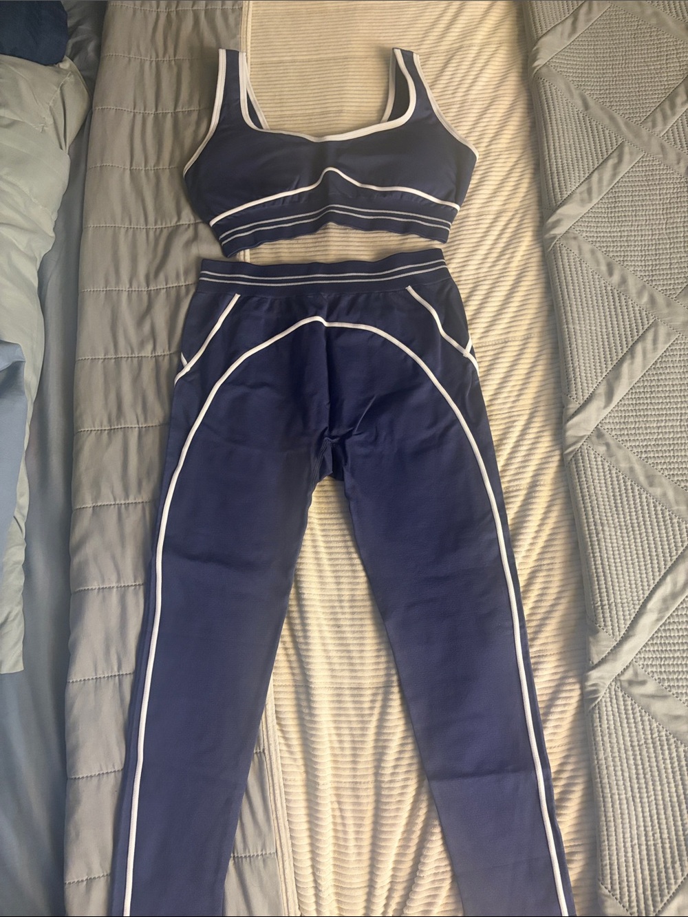 Navy Blue High-Waist Leggings & Sports Bra Set